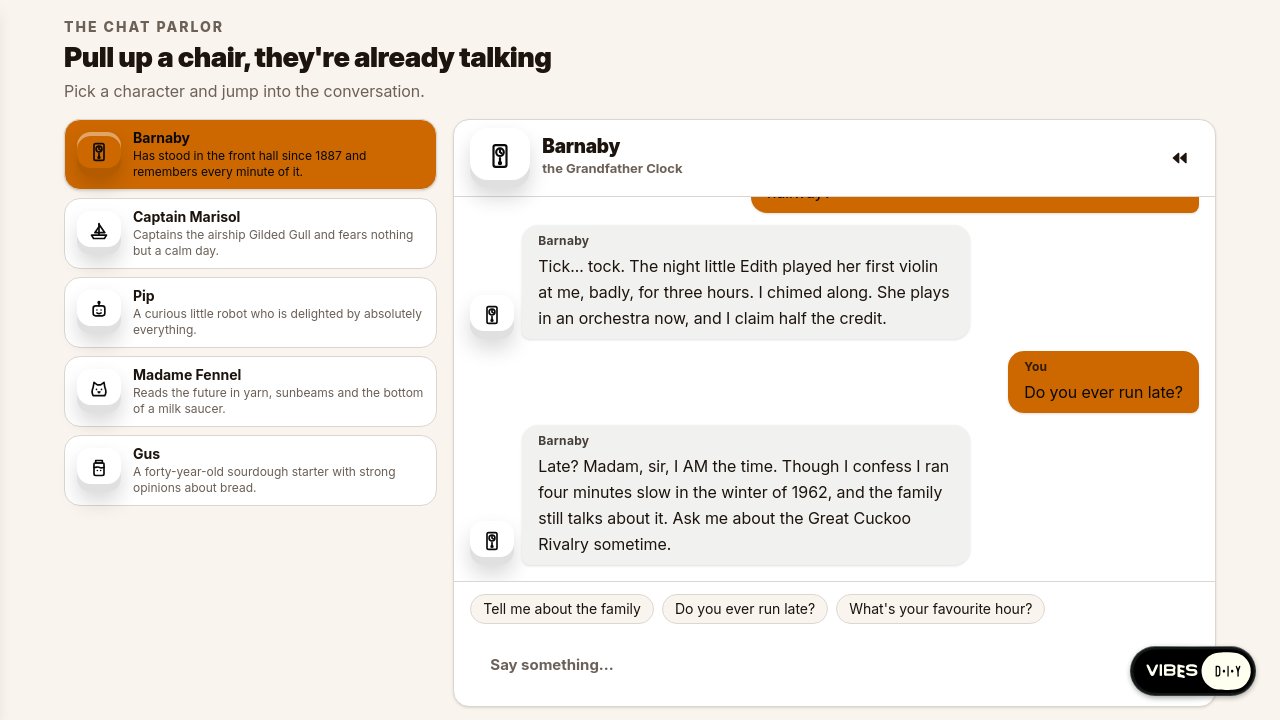 Screenshot of Character Chat Parlor
